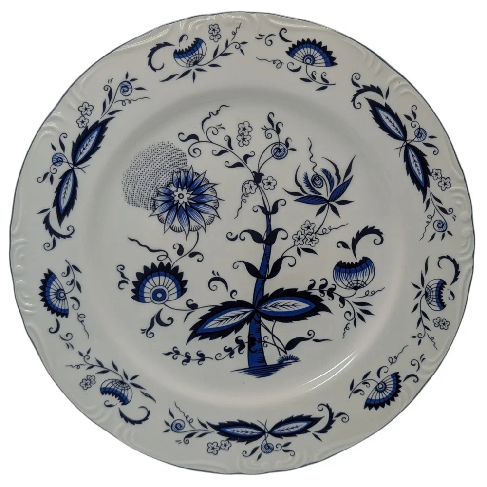 Vintage House of Prill Dinner Plate‎ Blue Onion Hand Painted Mid Century Modern